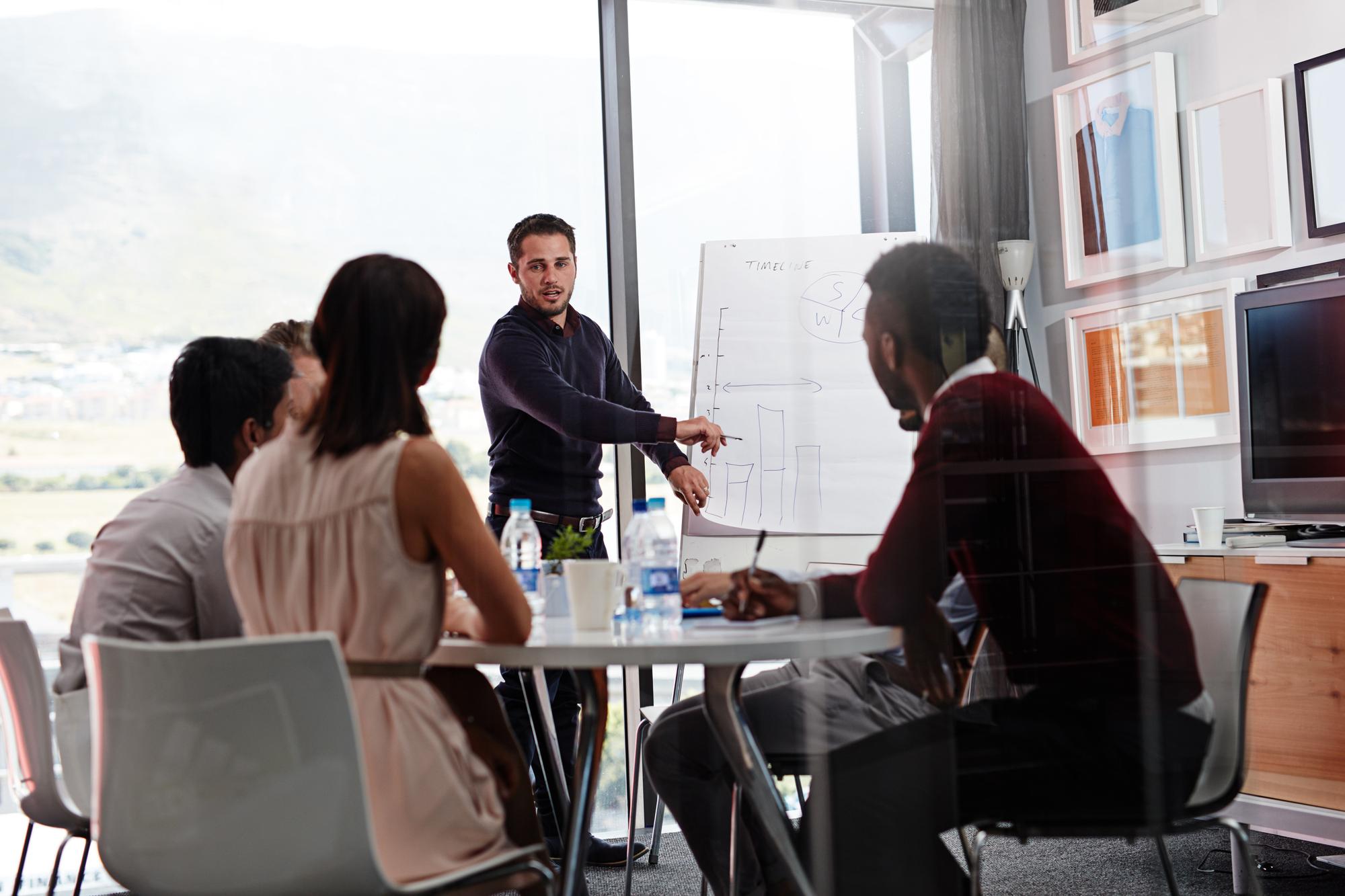 Leadership coaching session focused on change management and workforce productivity